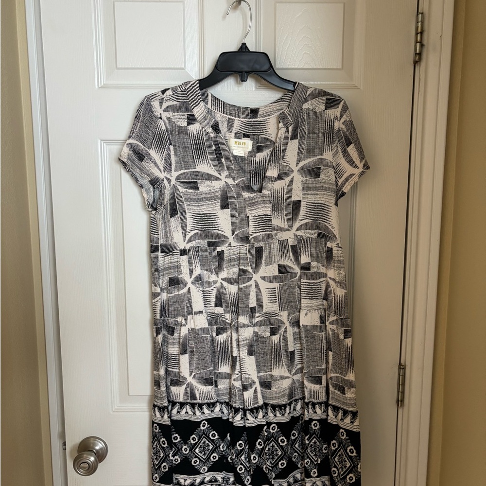 Anthropologie Geometric Black and White Mini Dress